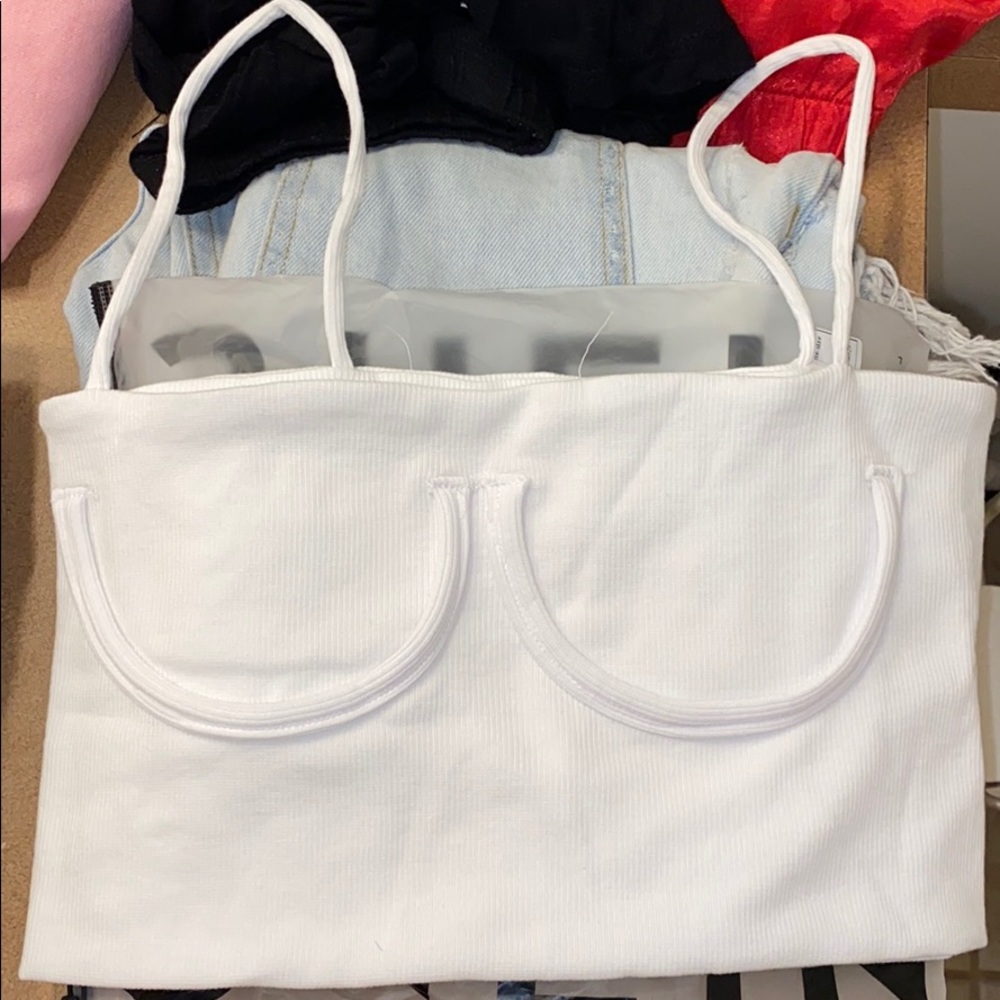 white underbust crop top
